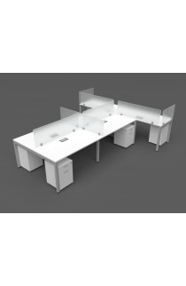 BENCHING BANK OF 6 WITH WIRE MANAGEMENT AND ELECTRIC ACCESS DOOR