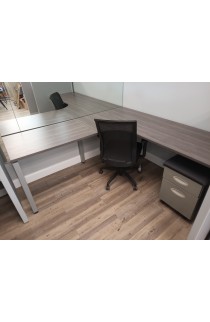 NEW 72" X 72" L SHAPED OPEN U LEG DESK WITH MOBILE FILE AND CHAIR