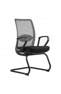 OfficeSource Agile Collection Gray Mesh Guest Chair with Black Cantilever Base