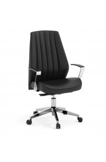 OfficeSource Empire Collection Executive Leather Mid Back with Chrome Frame