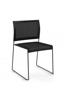 OfficeSource Color Stack Collection Black Mesh Stack Chair with Painted Frame