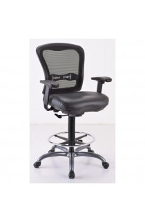  OfficeSource Spice Collection Mesh Back Task Stool with Black Upholstered Seat, Footring and Titanium Steel Base