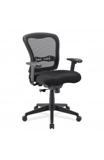 OfficeSource Spice Collection Mid Back Chair, Mesh Back, Black Upholstered Seat with Black Frame