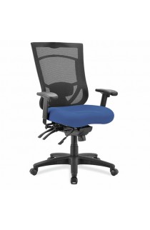 OfficeSource CoolMesh Pro Collection Multi-Function, High Back Chair with Upholstered Seat, Adjustable Arms and Black Frame