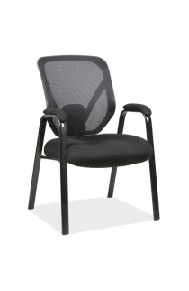 OfficeSource OS Big & Tall Collection Mesh Back Guest Chair with Arms and Black Frame