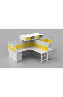 NEW CONTEMPORARY 72" X 72" CUBICLE WORKSTATION WITH OVERHEAD STORAGE