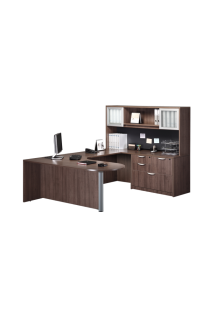 Bullet U shaped Desk with Hutch and Additional Storage Cabinet - Suite PL103