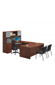 Bowfront U Shape Desk with Hutch and keyboard traySuite PL105