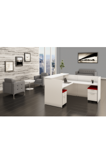 White L Shape Reception Desk with Mobile Files Suite PL127