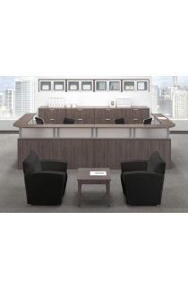 12' Double Sized Reception Desk w/ Lateral Files and Wall Mounted Hutches Suite PLB301 