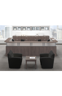 12' Double Sized Reception Desk w/ Lateral Files and Wall Mounted Hutches Suite PLB301