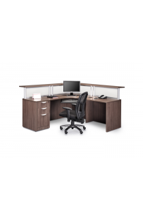 L Shaped Reception Desk w/ Transaction Counter Suite PLB302