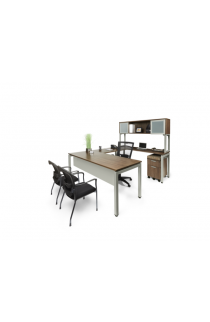 U Shaped U Leg Desk with Mobile Storage and Hutch - Suite PLT202