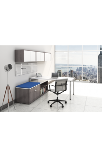 Workstation with Lateral File, open Shelf and Wall Mounted Hutch  - Suite PLT210