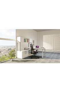 Work Station with Lateral File, Open Shelf and Hutch Suite PLT212