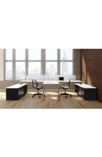 L Shape Common Top Workstation Suite with Storage PLT216