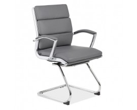 OfficeSource Merak Collection Executive Guest Sled Base with Chrome Frame