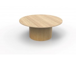 5 FT ROUND VENEER CONFERENCE TABLE WITH DRUM BASE