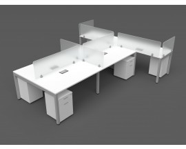 BENCHING BANK OF 6 WITH WIRE MANAGEMENT AND ELECTRIC ACCESS DOOR