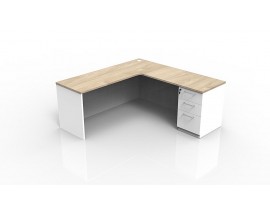 NEW 5' x 5' or 6' X 6' LAMINATE L SHAPED DESK w/ STORAGE PEDESTAL