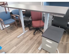 PREOWNED 72" ELECTRIC ADJUSTABLE HEIGHT DESK FRAME + NEW SURFACE