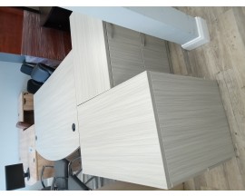 EXECUTIVE GRAY BOWFRONT DESK WITH LATERAL FILE