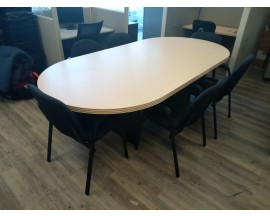 8 FT MAPLE COLOR RACETRACK (OVAL) CONFERENCE TABLE WITH 6 CHAIRS