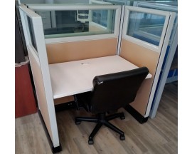 PREOWNED CALL CENTER CUBICLES 3X2 /4X4 OR 3X3 - 53" HIGH 1/4 GLASS