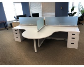 NEW 5’ x 5’ Open Cubicle With 16” Stack On Safety Glass with Full 3 Drawer Pedestal
