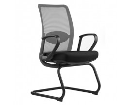 OfficeSource Agile Collection Gray Mesh Guest Chair with Black Cantilever Base