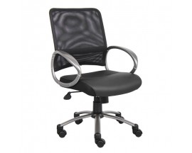 OfficeSource Solace Collection Mesh Back Task Chair with Leather Seat
