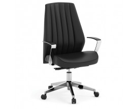OfficeSource Empire Collection Executive Leather Mid Back with Chrome Frame