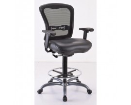  OfficeSource Spice Collection Mesh Back Task Stool with Black Upholstered Seat, Footring and Titanium Steel Base