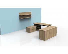6' X 8' X6' EXECUTIVE U SHAPED ADJUSTABLE HEIGHT DESK WITH SHELF -  HIGH LOW DESK 