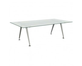 6′ Rectangular Table with 0.5” Thick Frosted Tempered Glass Top