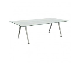 6′ Rectangular Table with 0.5” Thick Frosted Tempered Glass Top