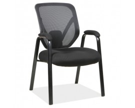 OfficeSource OS Big & Tall Collection Mesh Back Guest Chair with Arms and Black Frame