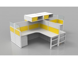 NEW  CONTEMPORARY 72" X 72"  CUBICLE WORKSTATION WITH OVERHEAD STORAGE