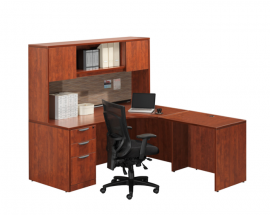 L Shaped Corner Desk with Hutch Suite PL113