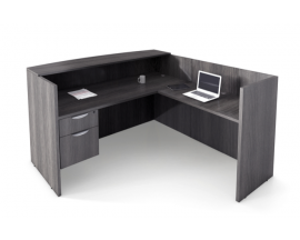 72"X 72" L Shaped Reception Desk, Laminate Transaction Top, Hanging Box File Drawer Suite PL123