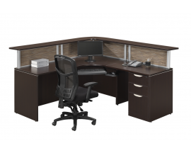 L Shaped Reception Desk w/ Transcation Counter- Suite PLB303