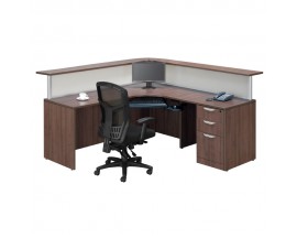L Shaped reception Desk W/ Transaction Counter Suite PLB305