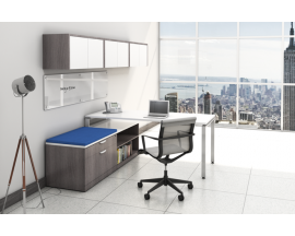 Workstation with Lateral File, open Shelf and Wall Mounted Hutch  - Suite PLT210