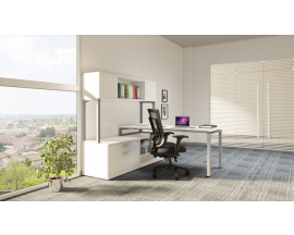 Work Station with Lateral File, Open Shelf and Hutch Suite PLT212