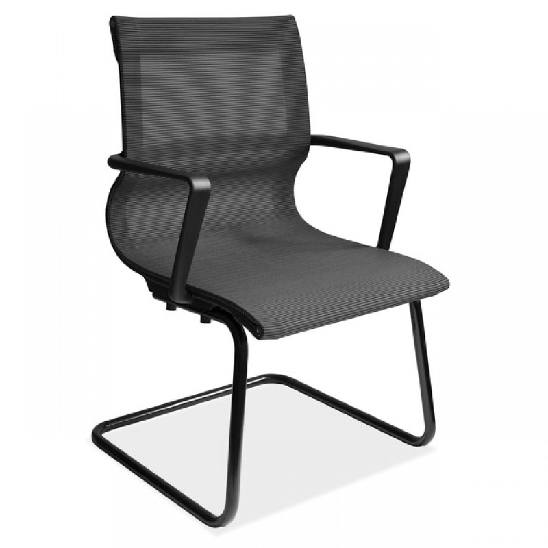OfficeSource Franklin Collection Silver or Black Mesh Guest Chair with Black Frame