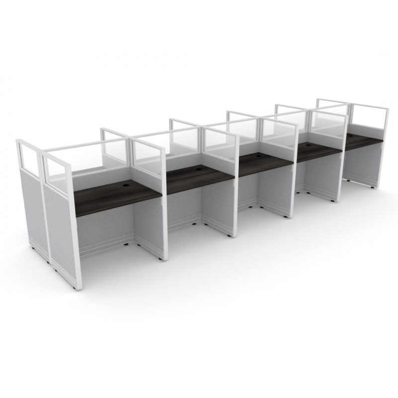 NEW 3 x 2 CALL CENTER CUBICLE with QUARTER GLASS 54" TALL PANELS