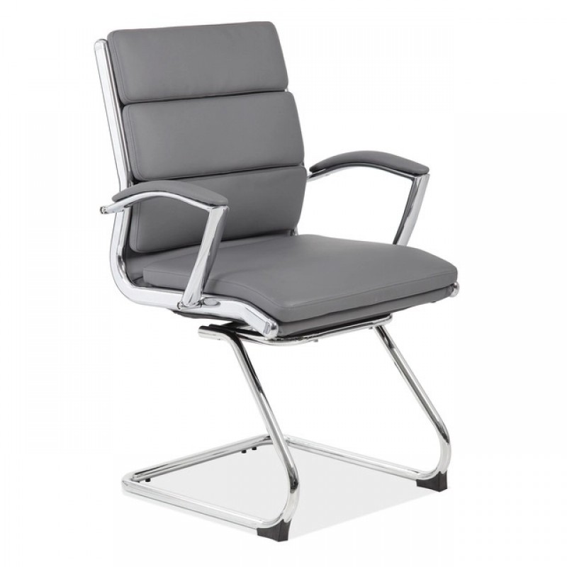OfficeSource Merak Collection Executive Guest Sled Base with Chrome Frame 