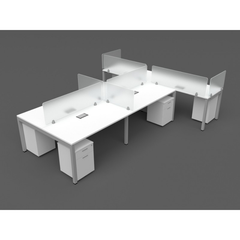 BENCHING BANK OF 6 WITH WIRE MANAGEMENT AND ELECTRIC ACCESS DOOR