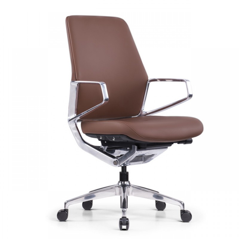 Veneto Executive Mid-Back Chair with Polished Aluminum Frame