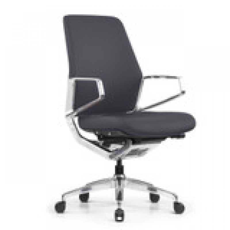 Veneto Executive Mid-Back Chair with Polished Aluminum Frame